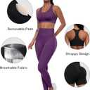 3 Piece Workout Sets for Women Butt Lifting Leggings with High Impact Sports Bra Gym Shorts (Purple, XXL)