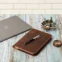 Genuine Leather A5 Journal Cover Refillable Notebook Cover, Fits 5.75 x 8.25 in, Card Slots Pocket & Pen Holder, Handmade Professional Leather Organizer for Men & Women, Travel & Work Diary Cover (Tan)