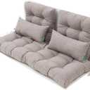 Outdoor Wicker Chair Cushions of 5Pieces,Tufted Patio Bench Cushions & 2Seat Cushions with Ties,2Lumber Pillows,Waterproof Cushions for Patio Furniture -Tan/Taupe, 5pieces/1pack