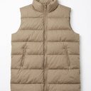 Beige unbranded women's long hooded puffer vest 3XL