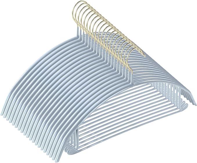 MOPALL Clothes Hangers 20 Pack, Non Slip Hangers Sweater Hanger No Shoulder Bump, 16.5 Inch Wide Durable and Strong Shirt Coat Dress Skirt Suit Hangers with Pants Bar for Laundry & Everyday Use, Gray