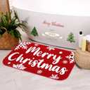 Tinideya Christmas Bathroom Rug 20"x 32" Xmas Bath Mat Red Xmas Bathroom Decor Reindeer Tree Snowflake Bath Mat Non Slip Absorbent Microfiber Washable Soft Holiday Shower Rug(Merry Christmas)