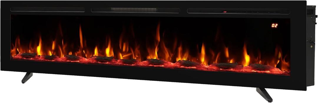 70 Inch Wall Mounted/Recessed/Freestanding Electric Fireplace Inserts3 in 1 Electric Fireplace with 4 Solid Flame Colors & 10 Mixed Flame Colors,1-9H Timer, 750w/1500w