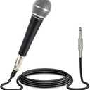 Pyle Handheld Microphone PDMIC58 - Dynamic Moving Coil Cardioid Unidirectional Includes 15ft XLR Audio Cable to 1/4'' Audio Connection