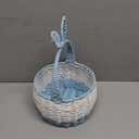 Woven Basket Hand Basket,Easter Decor,Camping Handwoven Storage Basket with Handle Easter Basket for Baby Shower Party Favors, White(Style F)