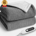 Heated Blanket Electric Blanket,Cozy Faux Rabbit Fur & Soft Flannel Warm Heater Throw Blanket with 5 Fast Heating Levels &10Hours Auto-Off Over-Heat Protection，50" x 60" (Grey)