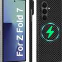Slim and Thin Carbon Fiber Case Compatible with Samsung Galaxy Z Fold 7, 1500D Aramid Fiber Z Fold7 Cover Compatible with Magsafe, Matte Black Gray Twill [NOT Printed] No Hinge Protection