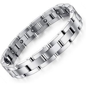 Feraco Magnetic Bracelets for Men Sleek Titanium Stainless Steel Magnetic Therapy Bracelet with Sizing Tool, Jewelry Gifts for Men (Silver)