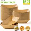 ZORRITA 1/2 Lb Small Paper Food Trays, 120 Pack Disposable Food Boats Mini Brown Paper Serving Baskets for Party Nachos Fries Tacos Snacks Treats