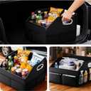 Leather Car Organizer Front Seat Organizer with Metal Handles, Dividable Black Car Caddy Organizer for Passenger Seat Organizer