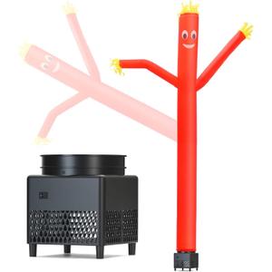 6ft Red Sky Air Puppet Dancer Inflatable Waving Tube Man with Lights & Built-in Blower - Wacky Waving Dancing Tube Guy for Business Promotion Stand Out Christmas Advertising