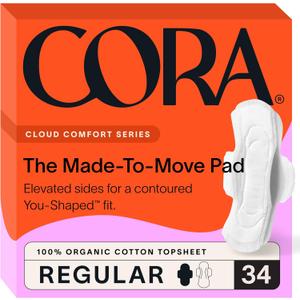 Cora 100% Organic Cotton Topsheet Pads (34 Made to Move Regular Pads)