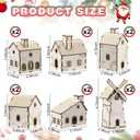 Hiboom 12 Pcs DIY Christmas Village Sets Wood Peaked Roof Houses Christmas Mini Wooden House Gift for Winter Xmas Party Decorations