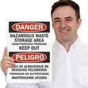 SmartSign "Danger - Hazardous Waste Storage Area, Keep Out" Bilingual Sign | 10" x 14" Plastic