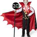 Spooktacular Creations Child Vampire Costume for Boy, Scary Halloween Red Vampire Costume for Kids Dress Up (Small (5-7yr))