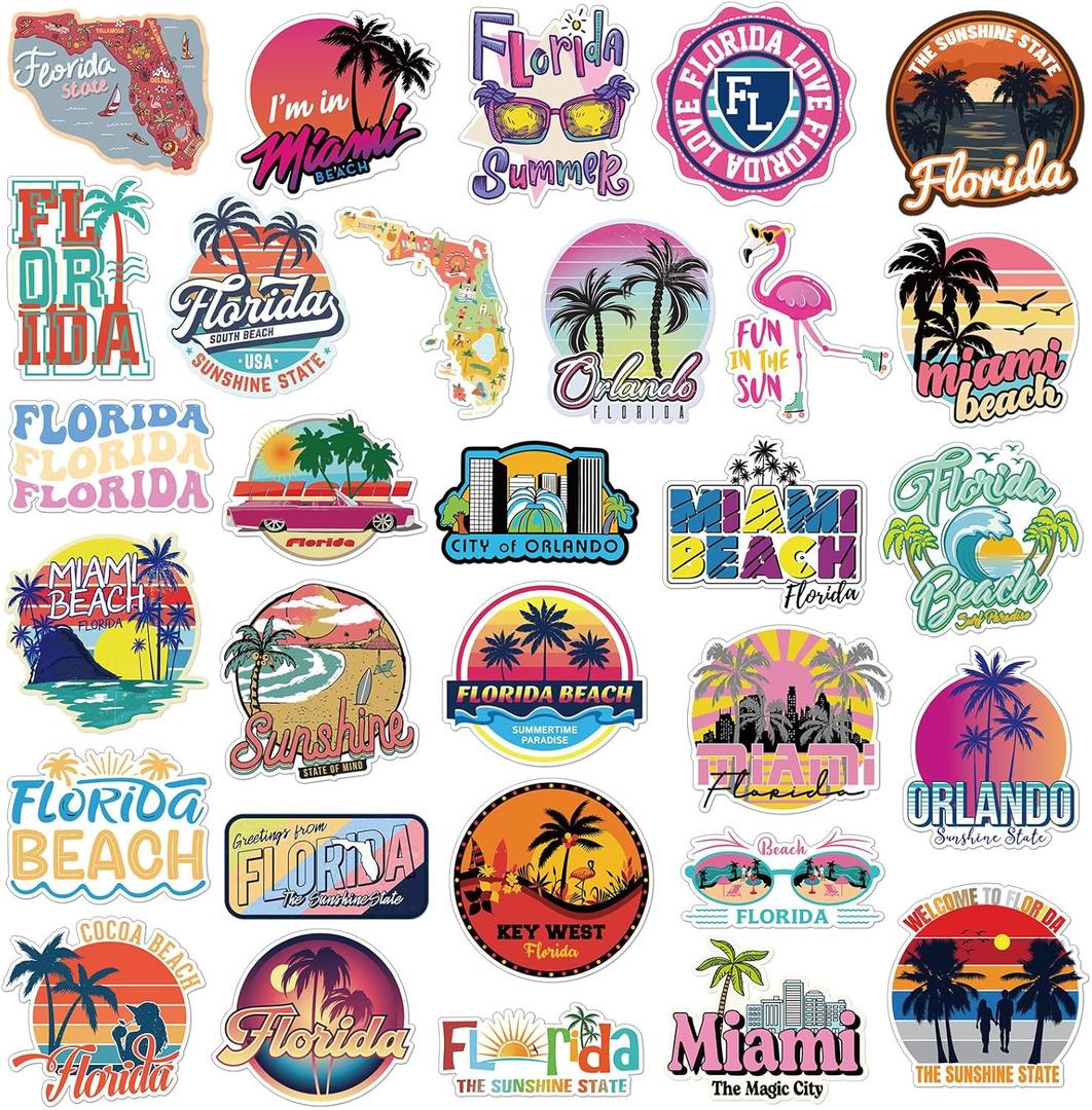 Konohan 30 Pcs Florida Souvenirs Gifts Florida Magnet for Refrigerator City Magnetic Refrigerator Stickers for Home Decoration