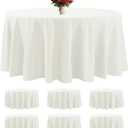 6 Pack Ivory Round Tablecloths 132 Inches Table Cloth Stain and Wrinkle Resistant Washable Polyester Table Cover Fabric for Party, Wedding,Dining,and Banquet Decoration