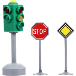 TOYANDONA Traffic Signs Toy Set Multicoloured Road Light Stop Safety Traffic Maker Crosswalk Signal Toy for Kids Birthday Education Gifts