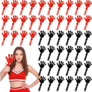 Junkin 48 Pcs Hand Clappers Bulk 7.5 x 3.5 Inch Plastic Noise Makers Party Favors Cheers Clapping Noise Makers Clacker for Soccer Match Football Sporting Event Birthday Game Supplies (Red,Black)
