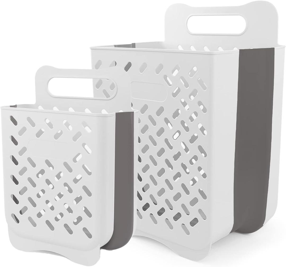 Laundry Basket Hamper,Hanging Wall Collapsible Laundry with Handle,Space-Saving Foldable Storage Dirty Washer Organizer Bin Multi-function Container Waterproof Durable,Set of 2(XL&M), 14" X 10" X 19"
