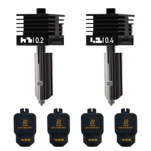 2PCS P2S/X2D Hotend Kits 0.2mm+0.4mm Hardened Steel Nozzles- for 3D Printer Bambu P2S/X2D Extruder Hot End/Printhead with Heatbreak Assembled Heatsink Heat Block and 2PCS Extra Silicone Socks