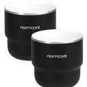 Normcore Espresso Coffee Cups, 7 oz Espresso Coffee Cup with Ceramic Coating, Double Wall Stainless Steel Coffee Mugs, 2 Pack, 210 ml, Black