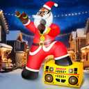 6FT Christmas Inflatables Decoration Outdoor Black Santa Claus Hip-pop Rapper Christmas Blow Up Yard Decoration Blowups Build-in LED Light for Holiday Party Xmas New Year