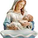 Lineshading Our Lady of Grace Statue Virgin Mary Keepsake Rosary Holder, 5" Blessed Mother Statues, Resin Relic, Catholic Gifts for Women Religious Home Decor (Blue & White)