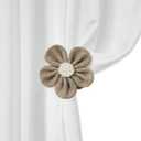 Curtain Tiebacks 2 Pack Clips with Natural Flower for Window Drapes, Boho Decor Holdback Clamps Farmhouse for Sheer Curtains, Natural Decor Drapery Holder