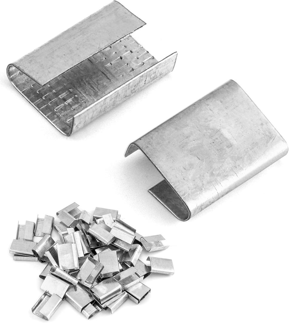 QWORK Strapping Open Seal, 200 Pcs Banding Clip Snap-On Gripper Strap Clip for 5/8" Width Strap