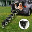 PENSUN Dog Ramps for Small & Big Dogs Portable Folding Pet Stairs with Nonslip Surface Foldable Truck Ramp Stairs for Car, SUV and Trucks, Supports Up to 250LBS, 6 Steps