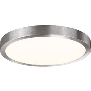10 Inch LED Flush Mount Ceiling Light Fixture, Super Slim Flush Mount Light for Kitchen, Metal and Glass LED Ceiling Light for Low Ceiling, Hallway, Bathroom, Laundry, Brushed Nickel, 17W, 3000K (10 Inch-1 Pack)