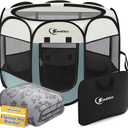 Sieidihit Dog Cat Playpen Tent Crate Cage with Blanket, Medium Grey
