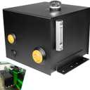 7-Gallon Hydraulic Fluid Reservoir Oil Tank For Tractors, Trucks & Log Splitters, Built-in Sight Gauge/Temp Gauge Combo, Heavy Duty Steel Construction, Horizontal-Mount