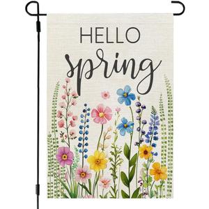 2 x CROWNED BEAUTY Spring Garden Flag Floral Wildflowers 1218 Inch Double Sided for Outside Small Seasonal Burlap Yard Flag CF1803-12 (Multi-New)