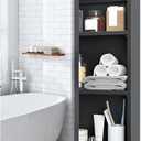 Bathroom Medicine Cabinet, Wall-Mounted Bathroom Vanity with Mirror, Bathroom Medicine Cabinet with Storage Function, Hanging Storage Cabinet, Adjustable Shelves, Black