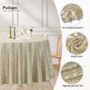 Pufogu 50" Round Champagne Gold Sequin Tablecloth Glitter Champagne Table Cloths for Birthday Wedding Bridal Baby Shower Party Decorations