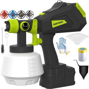 Cordless Paint Sprayer for Ryobi 18V Battery, Handheld HVLP Paint Gun with 3 Spray Patterns & 4 Nozzles, Ideal for DIY Projects, House Painting, Furniture & More (No Battery Included)