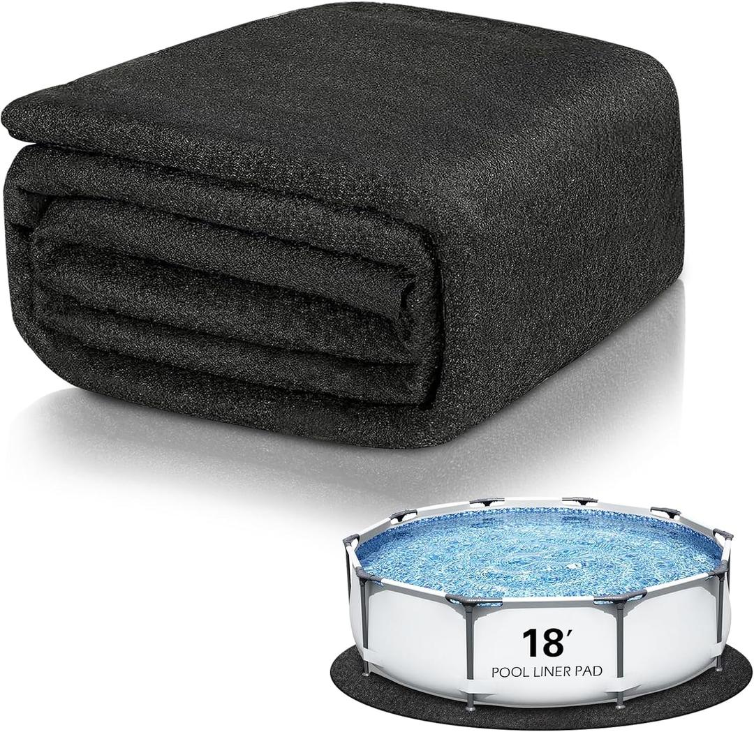18FT Poo Pads for Above Ground Pool Round 8.4OZ/M Pool Liner Ground Pad Under Pools Puncture Protection Pool Pad Geotextile Material to Extend The Life of Your Pool Liner Pool Equipment Pad