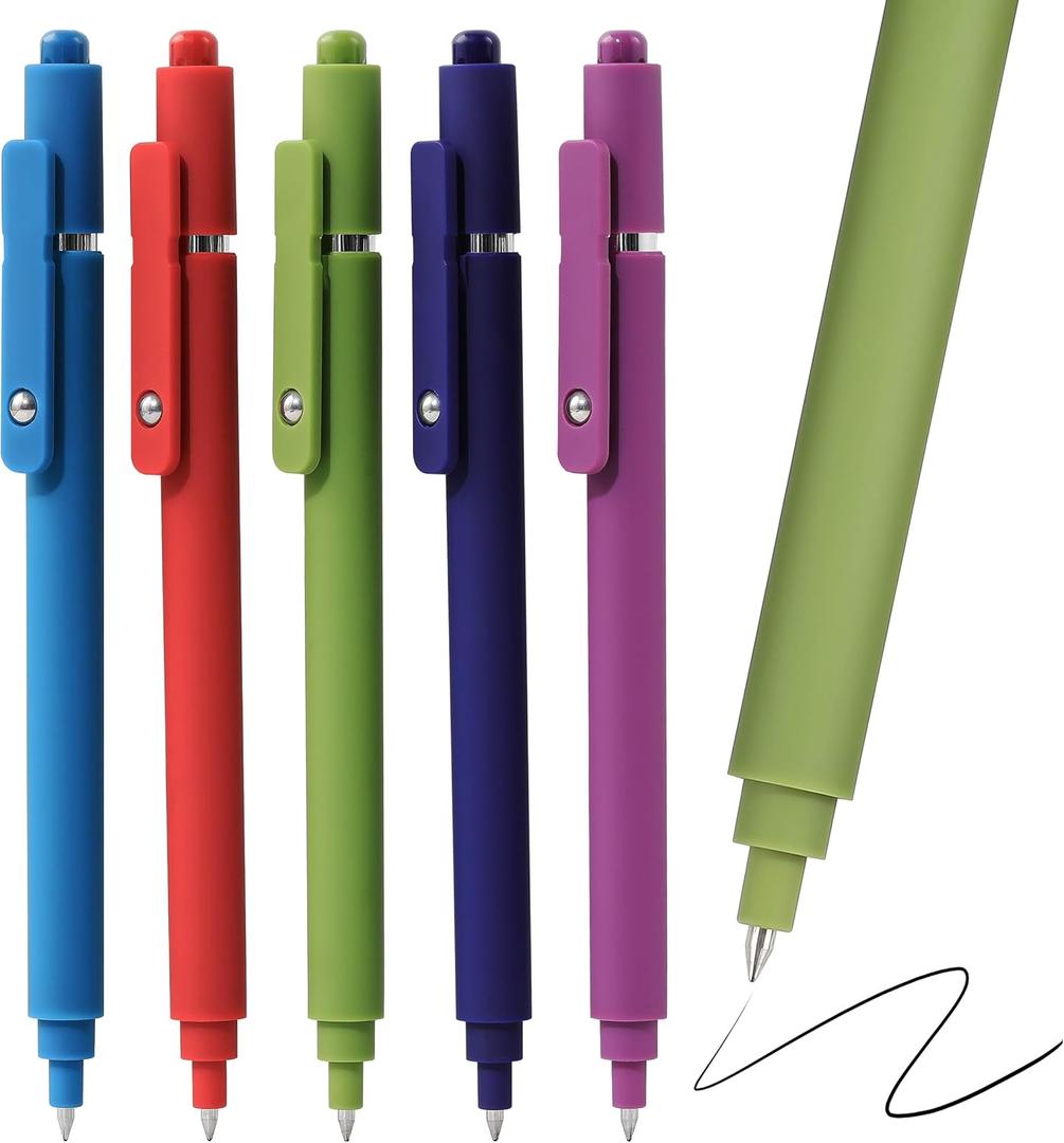 3 x RIANCY Gel Pens, 0.5mm Black Ink Quick Dry Ball Point Pens, Fine Point Smooth Writing Retractable Pens, Cute Aesthetic Gifts Set for Men Women Journaling, Office School Stationery Supplies Pack of 5