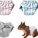 3 Pcs Washable Squirrel Diapers, Reusable Squirrel Diaper, Highly Absorbent with Adjustable Waistline Diapers for Squirrels, Guinea Pigs, and Small Sugar Gliders (3.9" - 6.3", S)