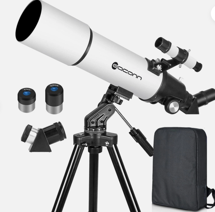 Eaconn Refractor Telescope w/ Backpack for Kids & Adults - 80AZ/600mm