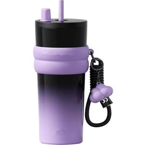 24 OZ Black & Purple Stainless Steel Tumbler With Lid Insulated Vacuum Water Bottle Spill Proof Cup for Hot and Cold Drink and Straw Leak Proof Travel Mug Christmas Gifts For Women Mother