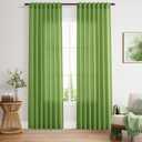 Lime Green Linen Curtains 84 Inches Long, Back Tab Light Filtering Semi Sheer Privacy Drapes for Living Room & Bedroom Simple Style, 52x84 inch, 2 Panels