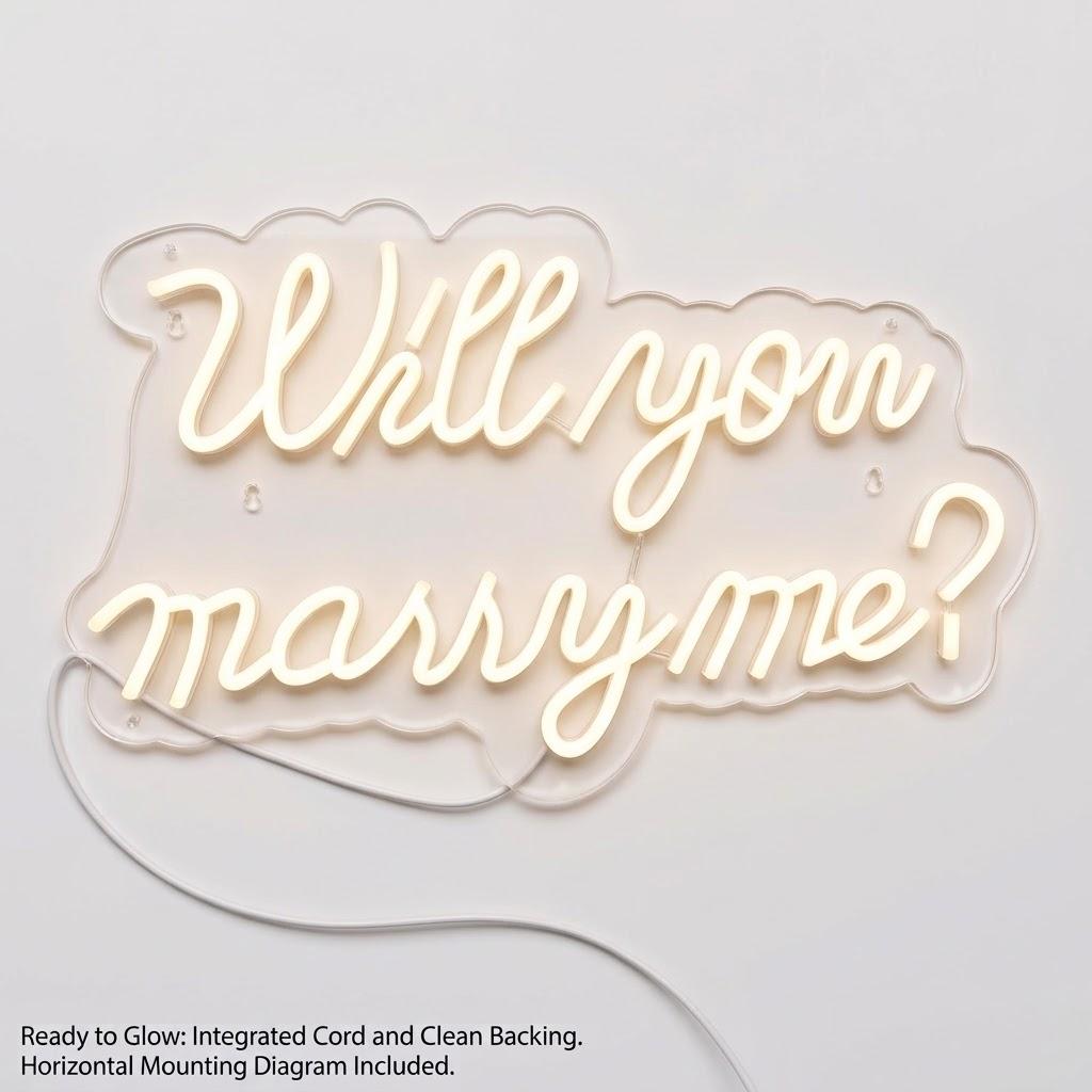 SYLHOME Will You Marry Me ? Led Neon Light Sign Proposal Wedding Wall Decor
Proposal Wedding Bridal Shower Valentines Day Girlfriend Banner Backdrop Wall Sign Decor Gift, 15.75"X9.25", USB, Cold White