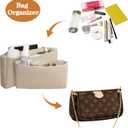 Soyizom Purse Organizer Insert Fits for Multi Pochette Accessories Bag Series perfectly,2 Packs in One Set Inserts Tote Bag Organizer Pouch Inside Add Zipper Pocket & Keychain,Beige