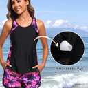 Yonique Women Tankini Swimsuit with Shorts - Tummy Control Two Piece Bathing Suit Swimwear with Sporty Pockets (Black, M)