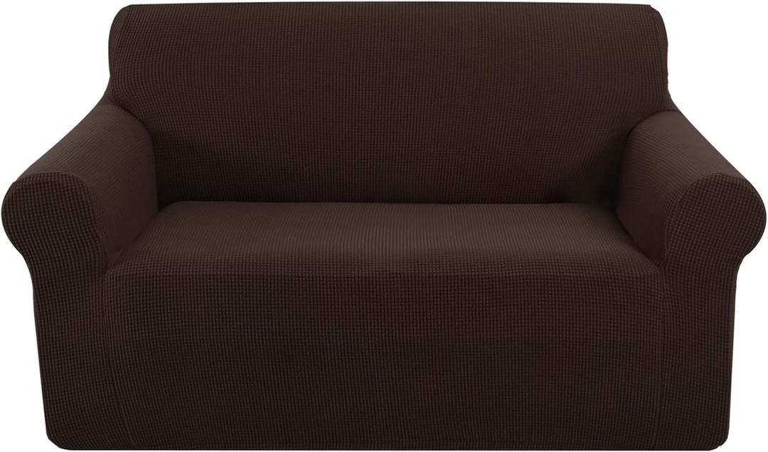 U-NICE HOME Loveseat Cover Stretch Couch Cover Sofa Cover Sofa Slipcover Furniture Protector for 2 Cushion Couch Sofa Pet Friendly(Loveseat, Chocolate)