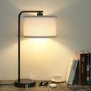 Seaside village Table Lamp for Bedroom with USB C+A Ports, Fully Stepless Dimmable Farmhouse Bedside Lamp Nightstand Light, Tall Reading Desk Lamp for Living Room, Office, 9W LED Bulb Included