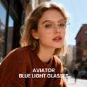 Cyxus Oversized Aviator Blue Light Glasses for Women Men Reduce Eye Strain UV Protection for Computer Screen 8299